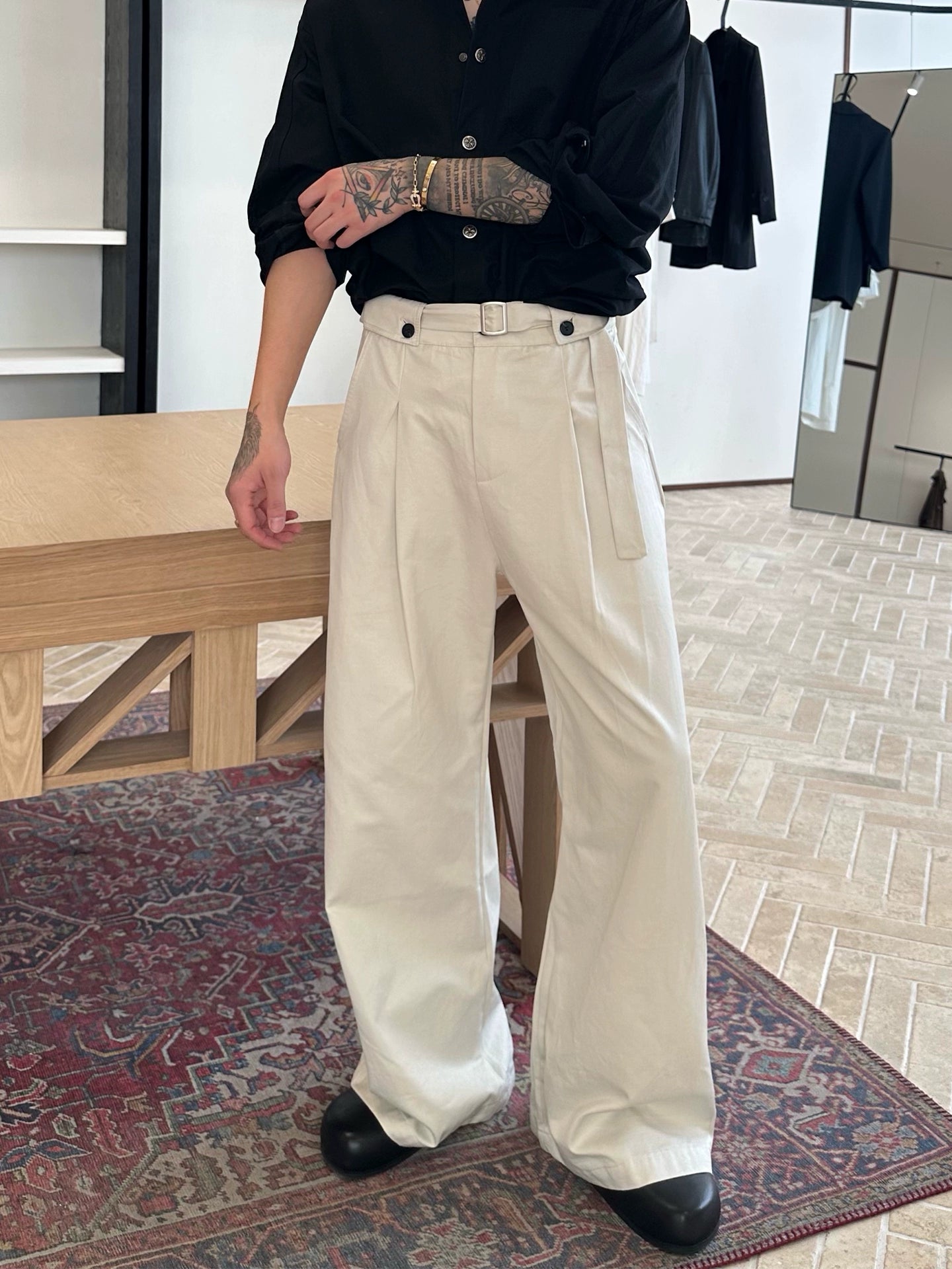 Plise A-Line Geniş Paça Pantolonlar 