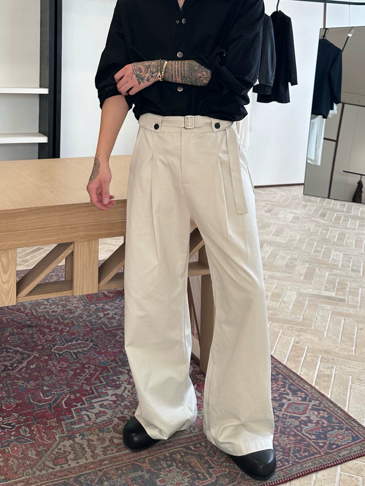 Pleated A-Line Wide Leg Pants