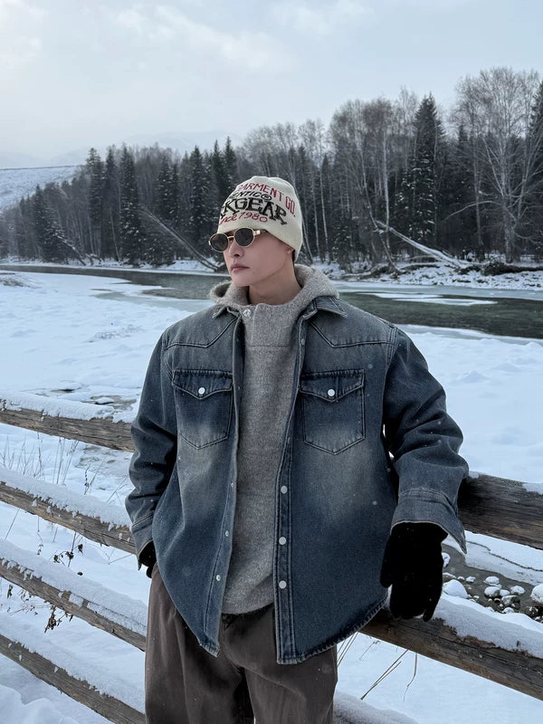 Джинсовая рабочая куртка с флисовой подкладкой 