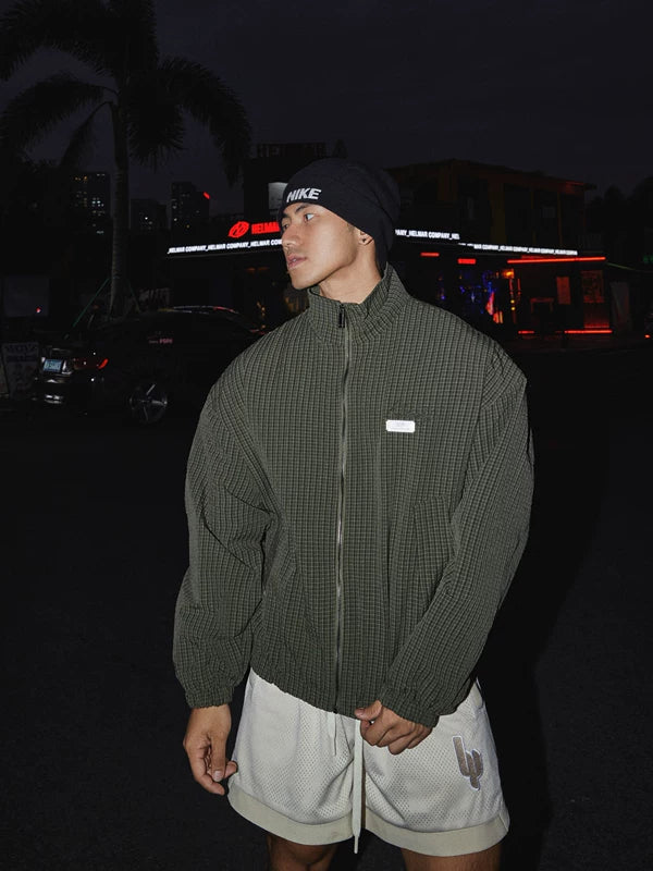 Stehkragen Karo Reißverschlussjacke 