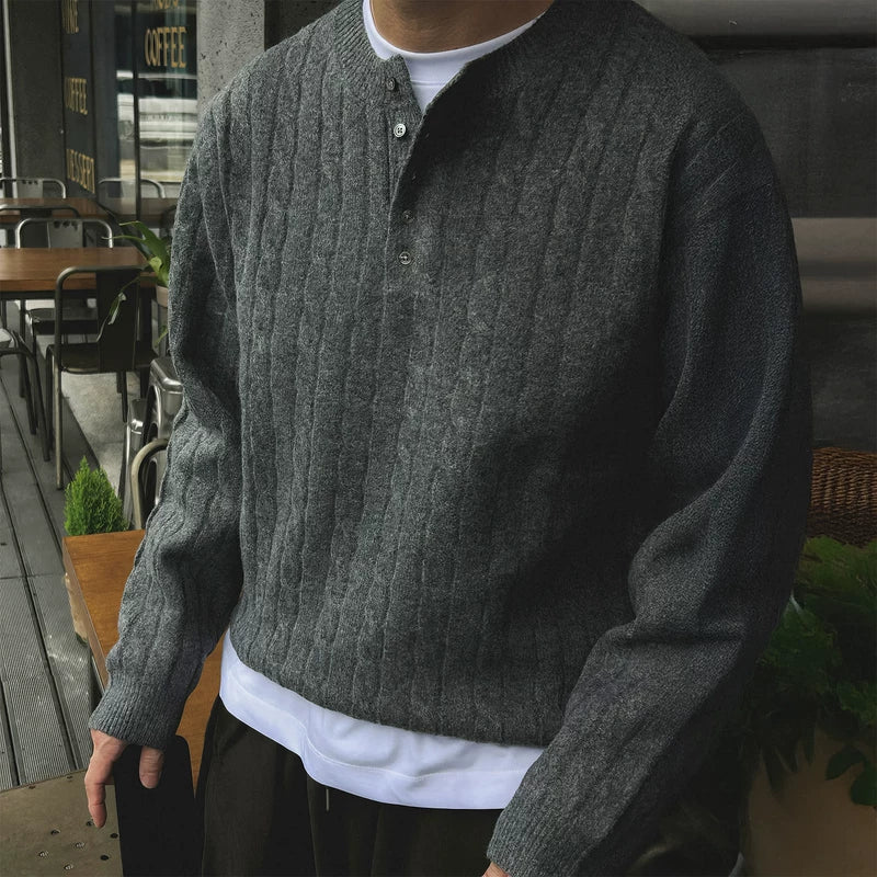 سويت شيرت طويل الأكمام بنمط هينلي كولار 