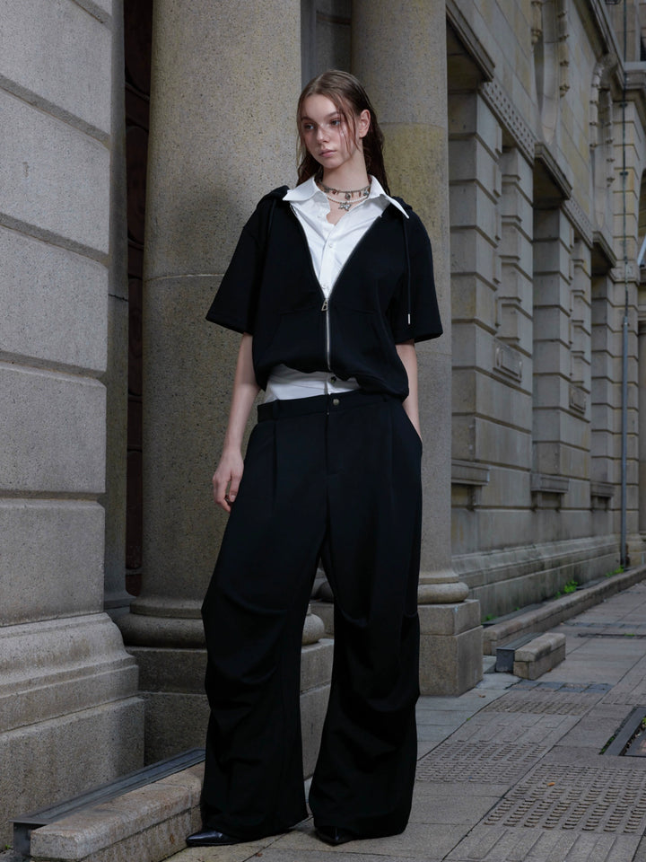 Hoodie mit kurzen Ärmeln und Hose Set 