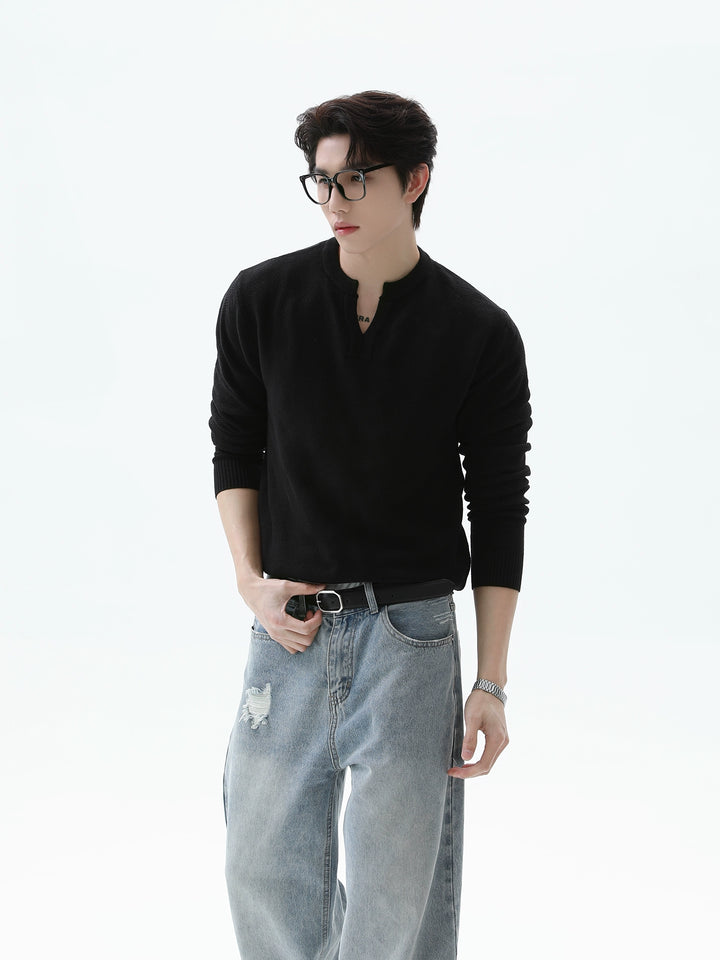 V-neck Knit Pullover Sweater