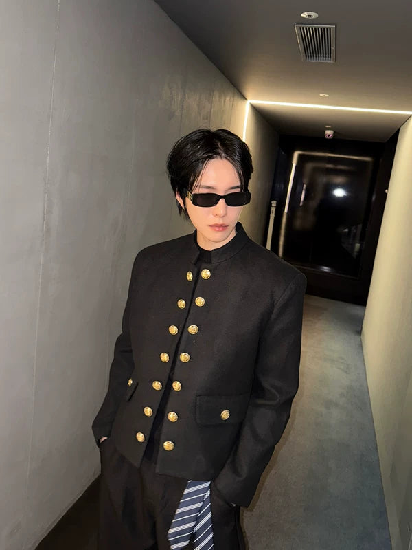 Gold Buttons Short Wool Jacket