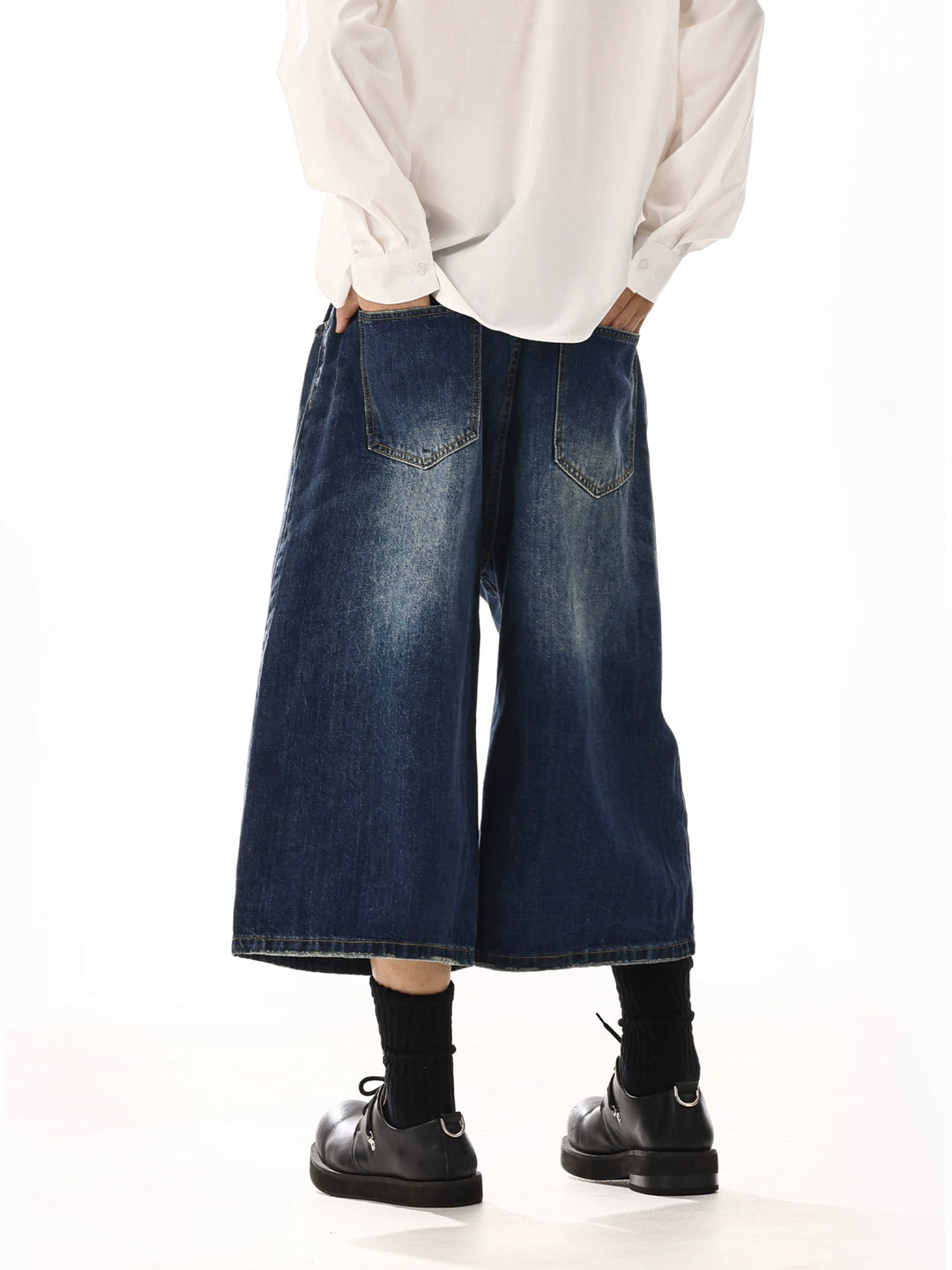 Wide Leg Cropped Denim Pants