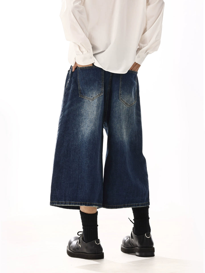 Wide Leg Cropped Denim Pants