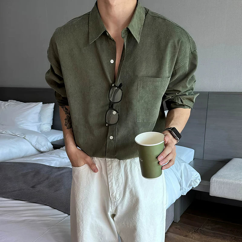 Long-Sleeve Collared Casual Shirt