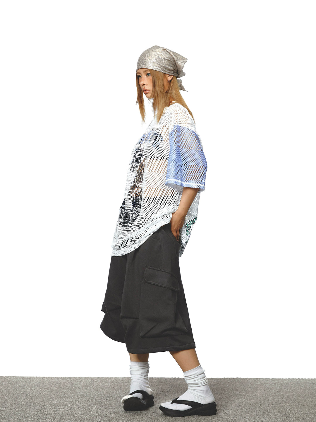 Wide-Leg Cropped Drawstring Cargo Pants