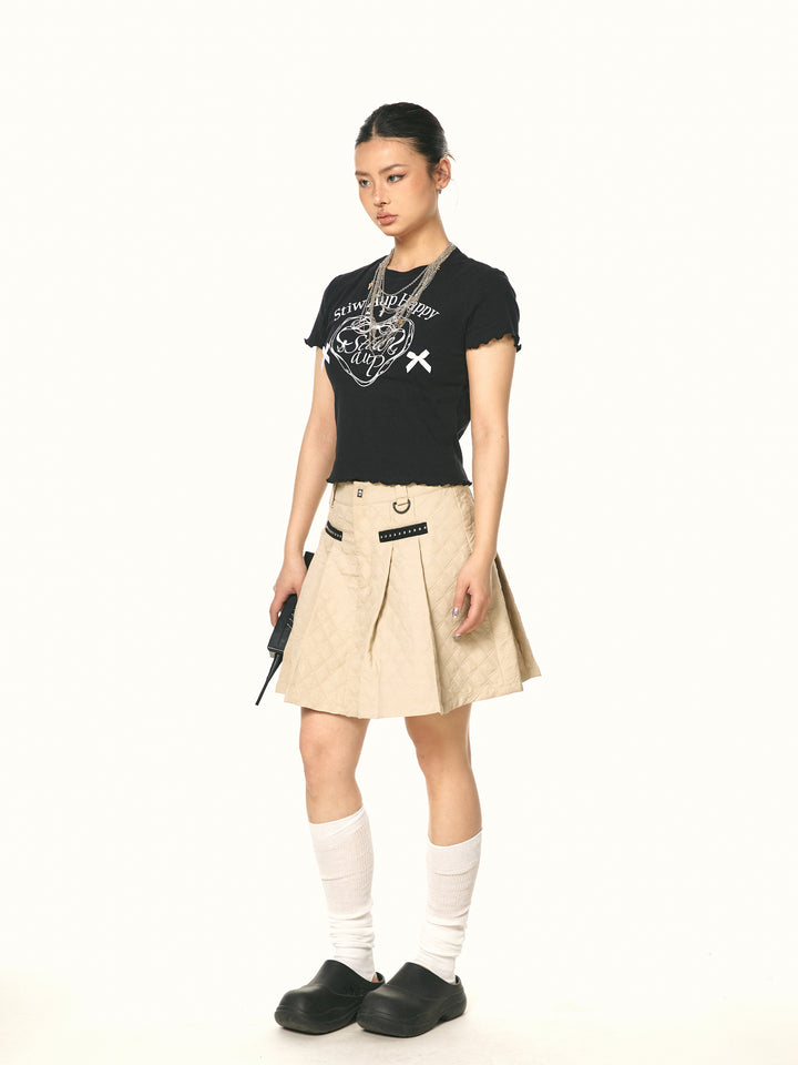 Pleated A-line Plaid Skirt