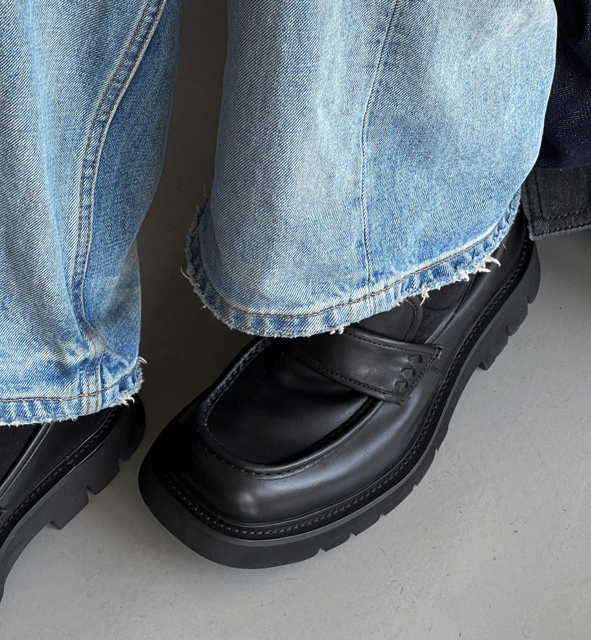 Slip-On Leather Loafers with Thick Sole