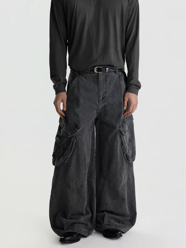 Pantaloni cargo a gamba larga da uomos 