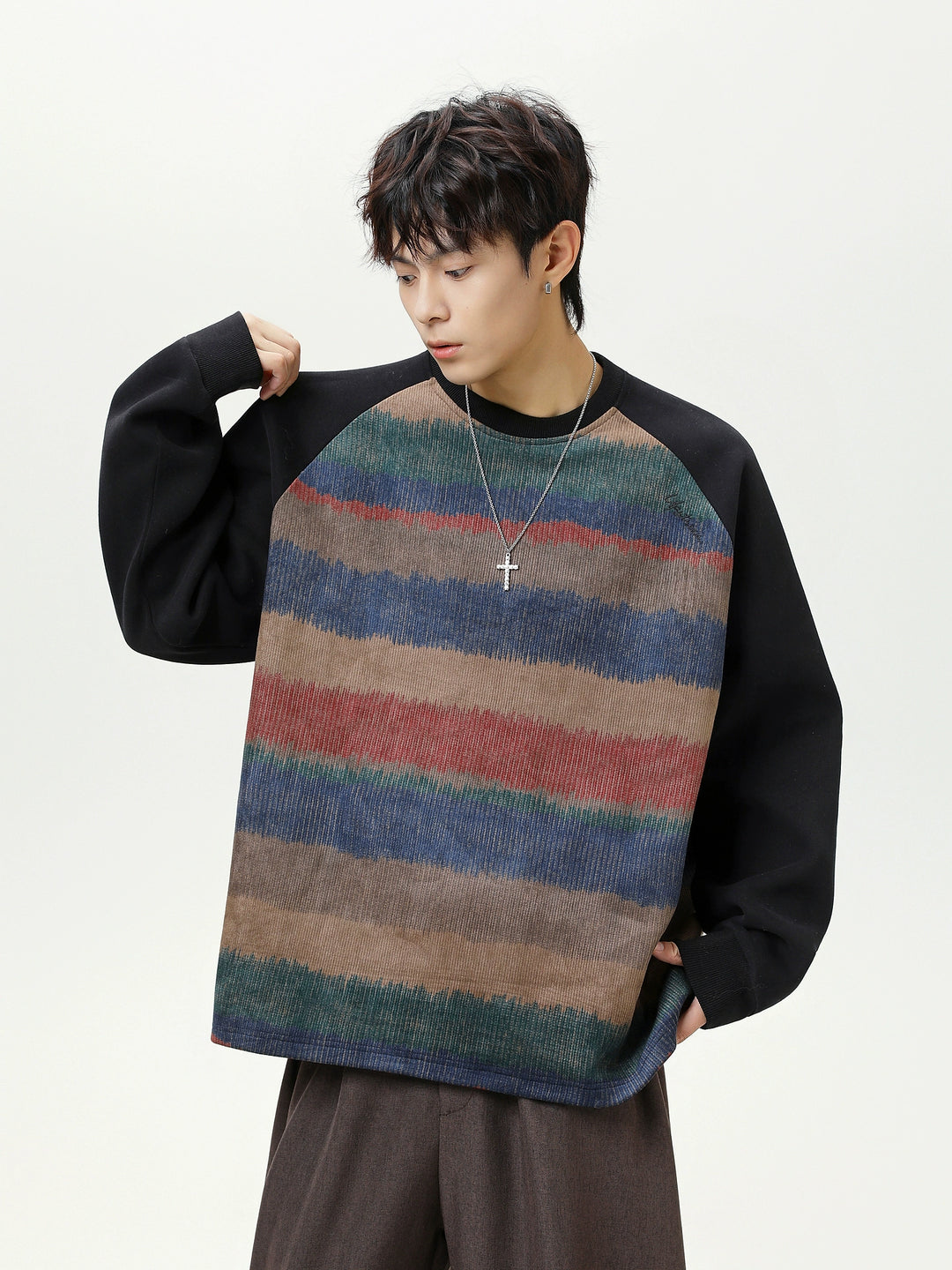 Striped Round Neck Sweatshirt
