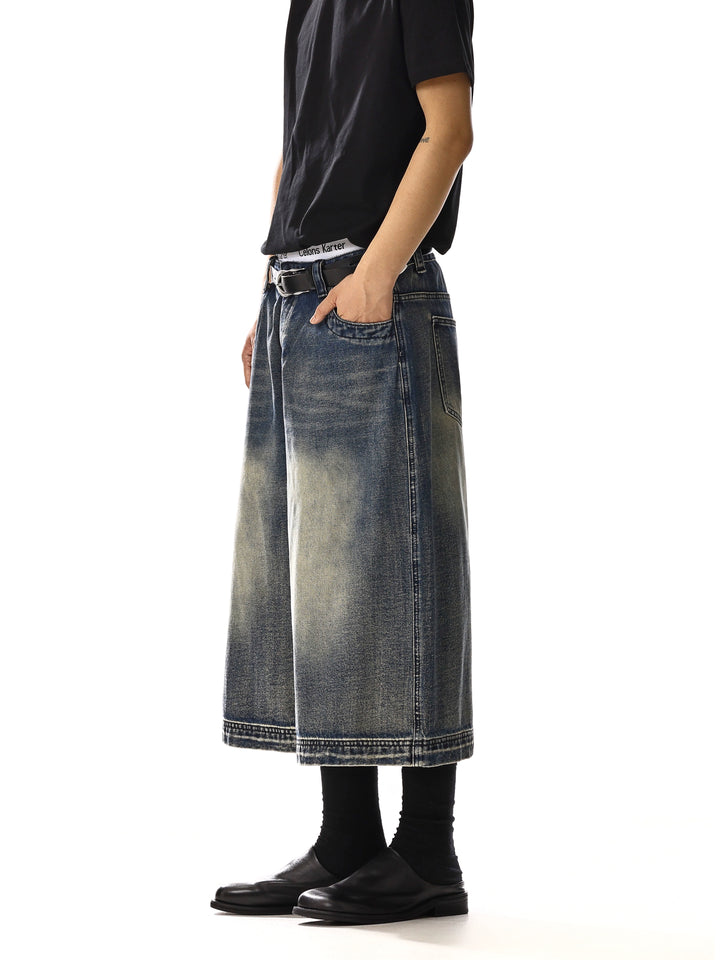 Breda ben korta denimbyxor 