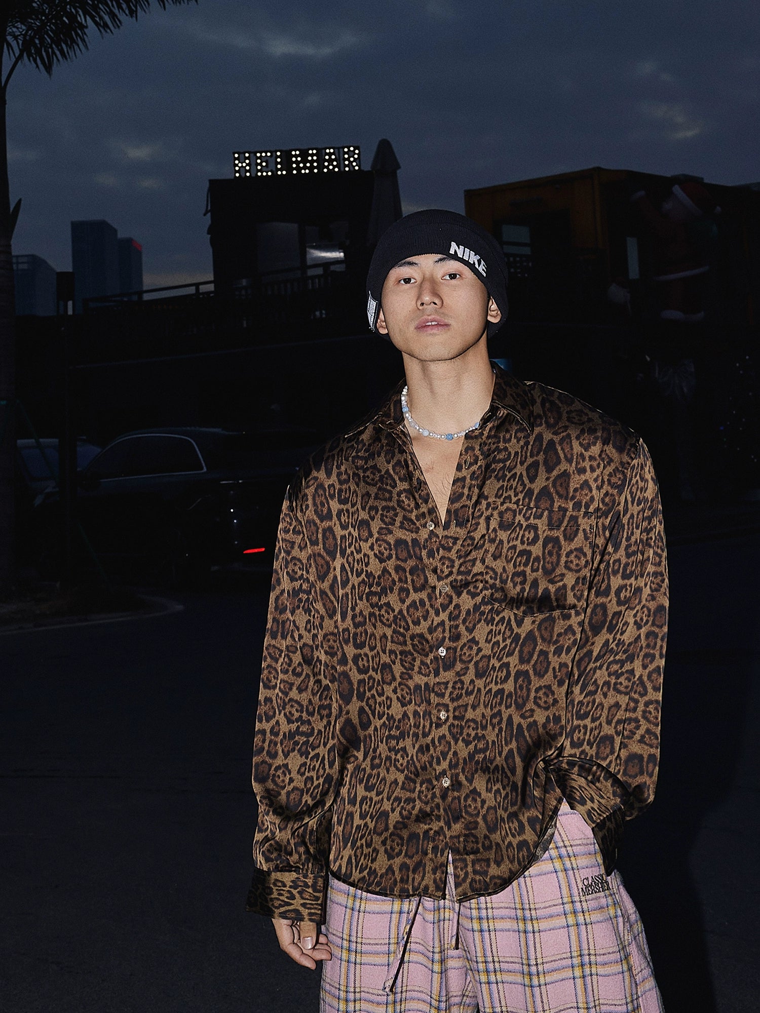 Leopardenmuster Langarm Retro Hemd 