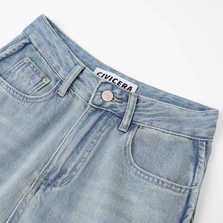 Embellished Wide-Leg Straight Jeans