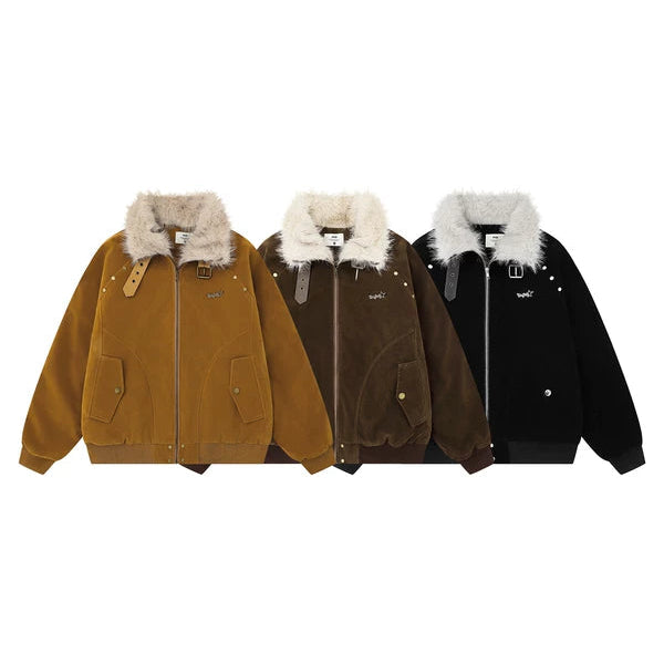 Retro Faux Fur Collar Winter Jacket