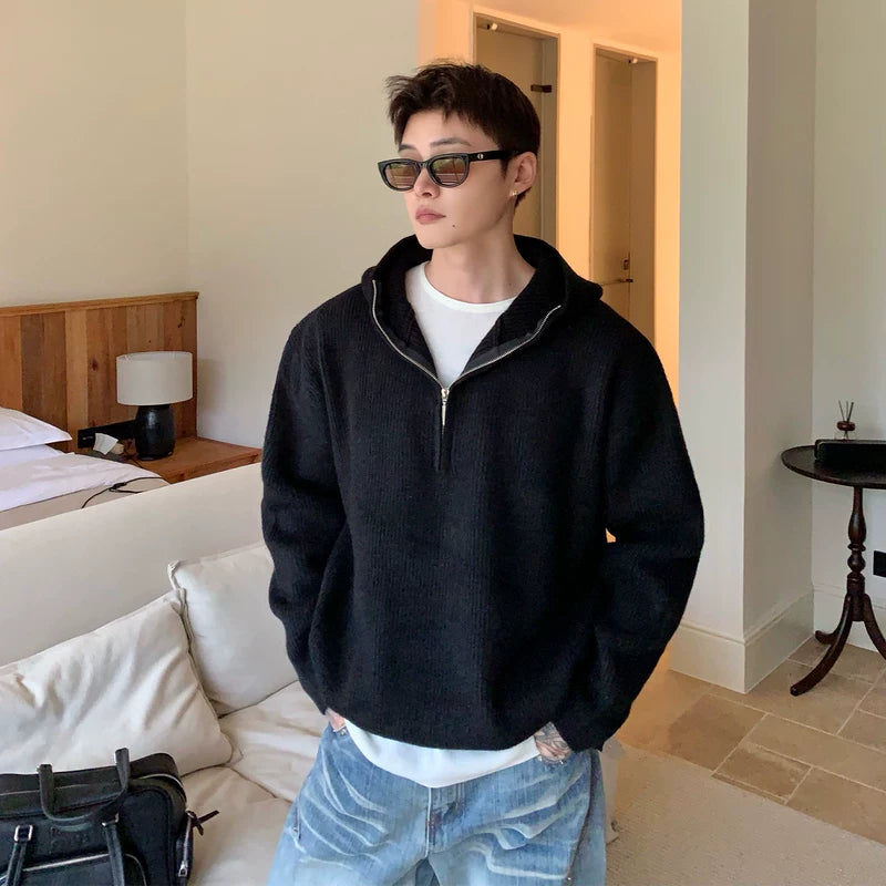 Half-Zip Hooded Gebreide Trui 