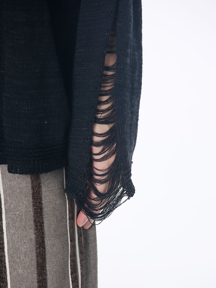 Knitted Hole Design Loose Sweater