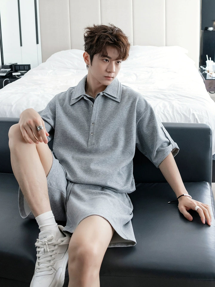 Casual Polo Shirt and Shorts Set