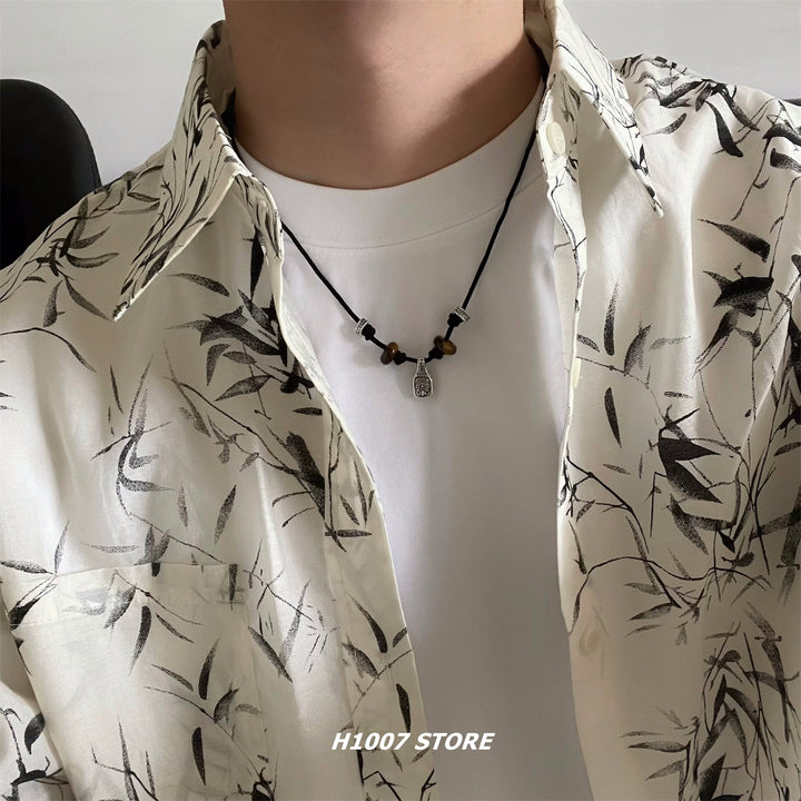 Collana intrecciata in pietra occhio di tigre 
