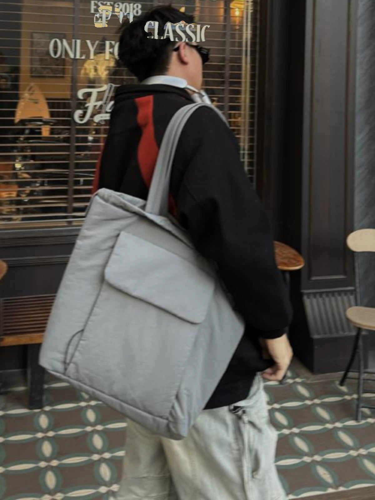 Grey Large Capacity Tote Bag
