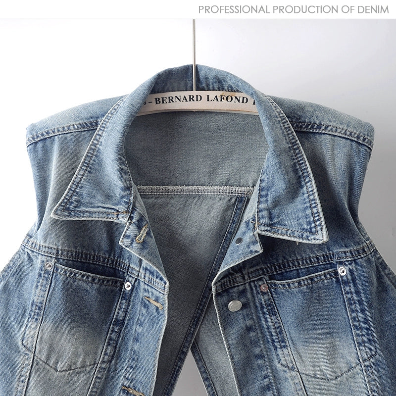 Sleeveless Denim Back Slit Vest