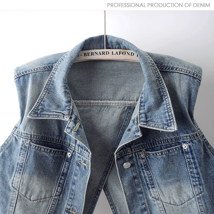 Sleeveless Denim Back Slit Vest