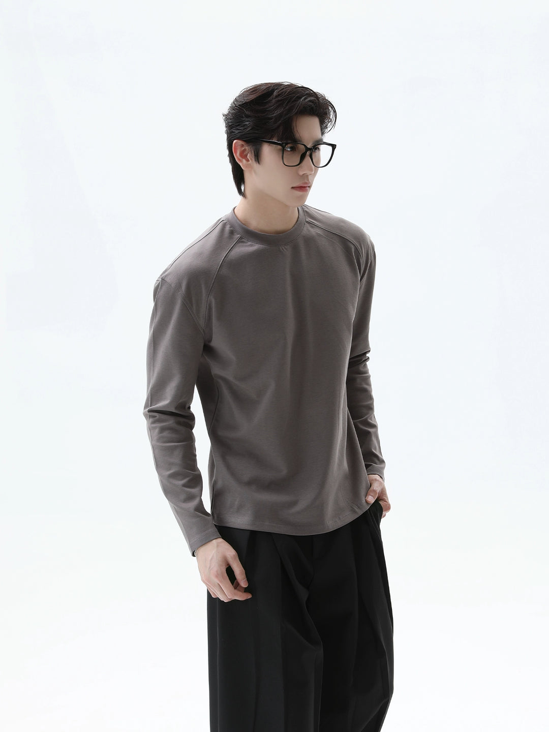 Raglan Slim Fit Langarm-Pullover 