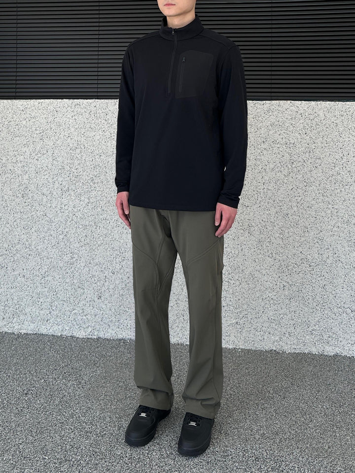 Rubberized Half-Zip Stand-Up Collar Pullover