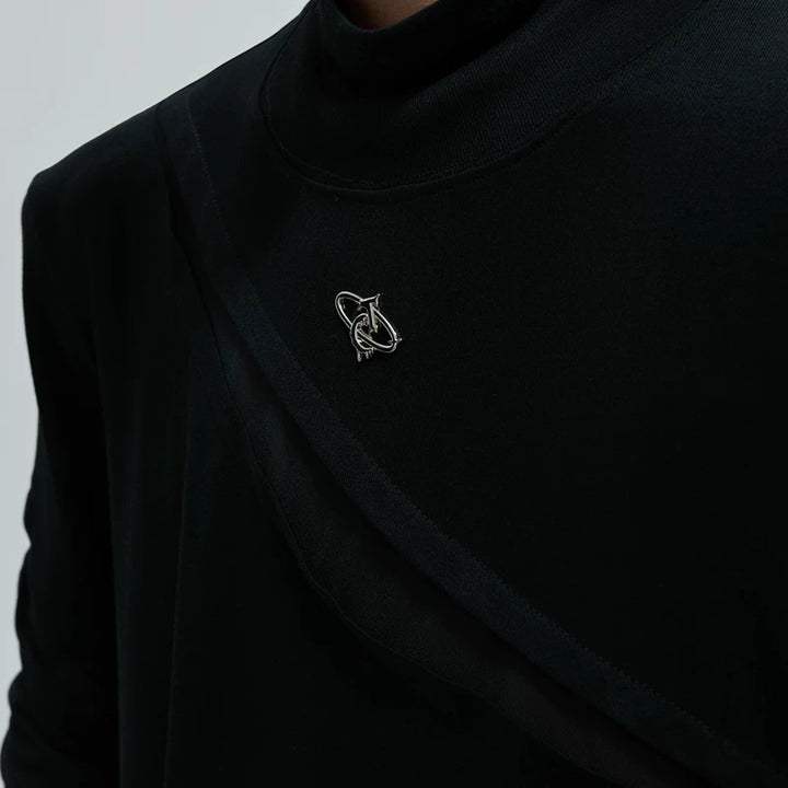 High-Neck Deconstructed Slim Fit Pullover