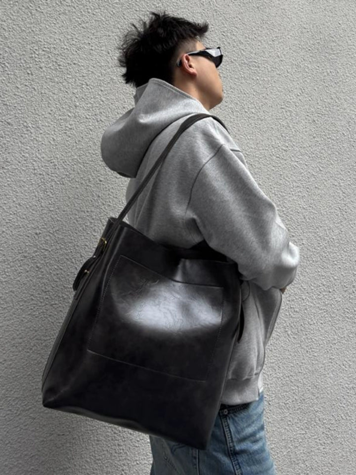 One-Shoulder Leather Tote Bag