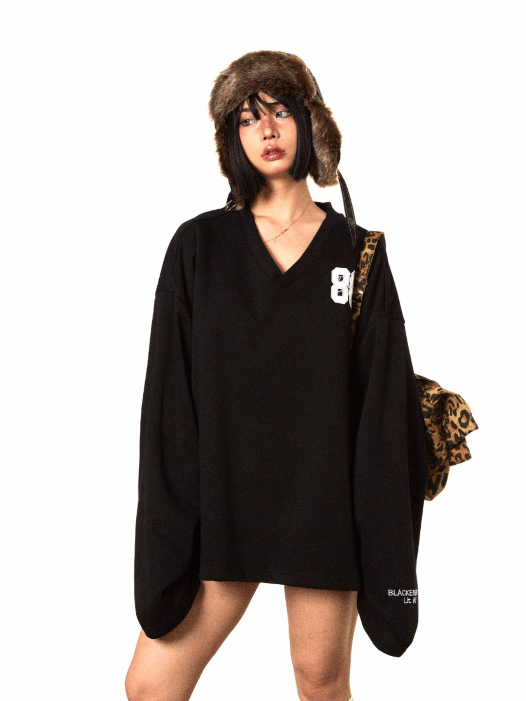 V-Neck Embroidered Jersey Top