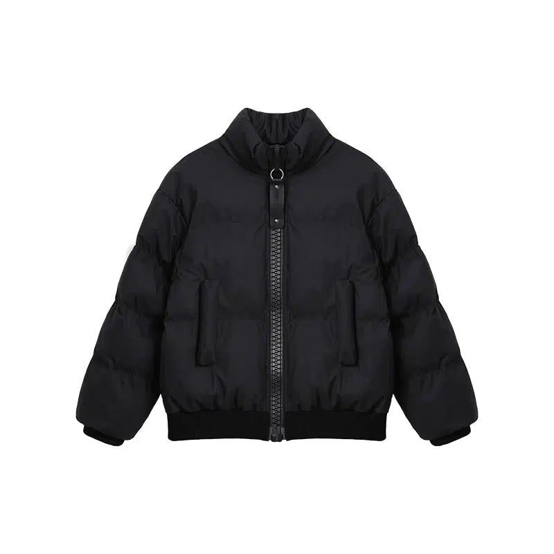 PU Leather Stand Collar Insulated Jacket
