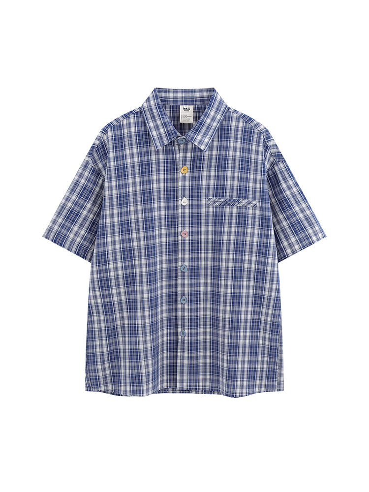Short-Sleeve Plaid Shirt