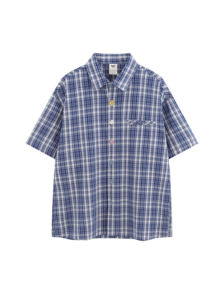 Short-Sleeve Plaid Shirt