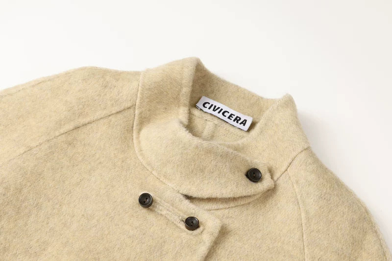 Abrigo largo de lana retro de doble cara suelto 