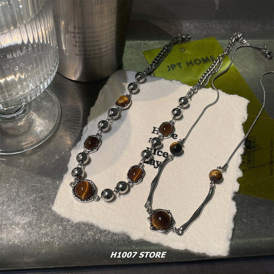 Tiger Eye Stone Vintage Necklace