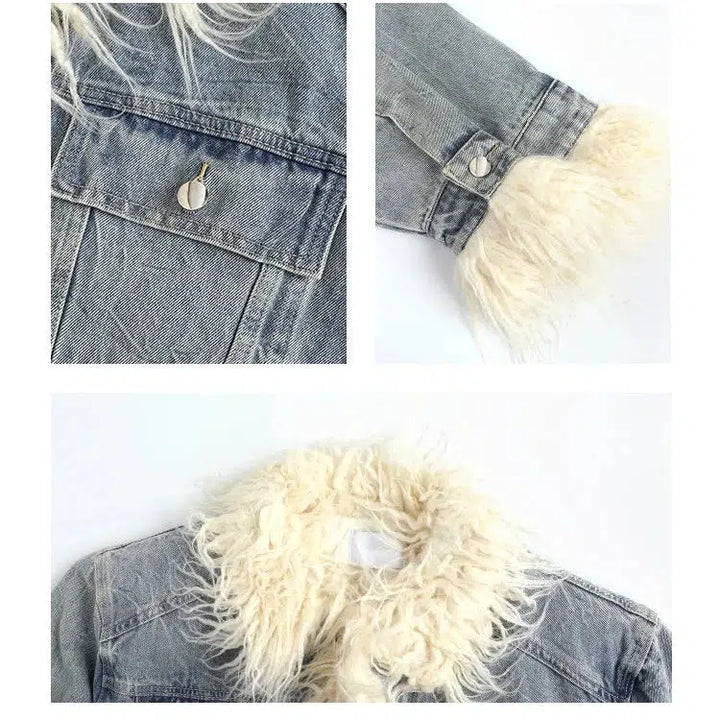 Fur-trimmed Denim Jacket