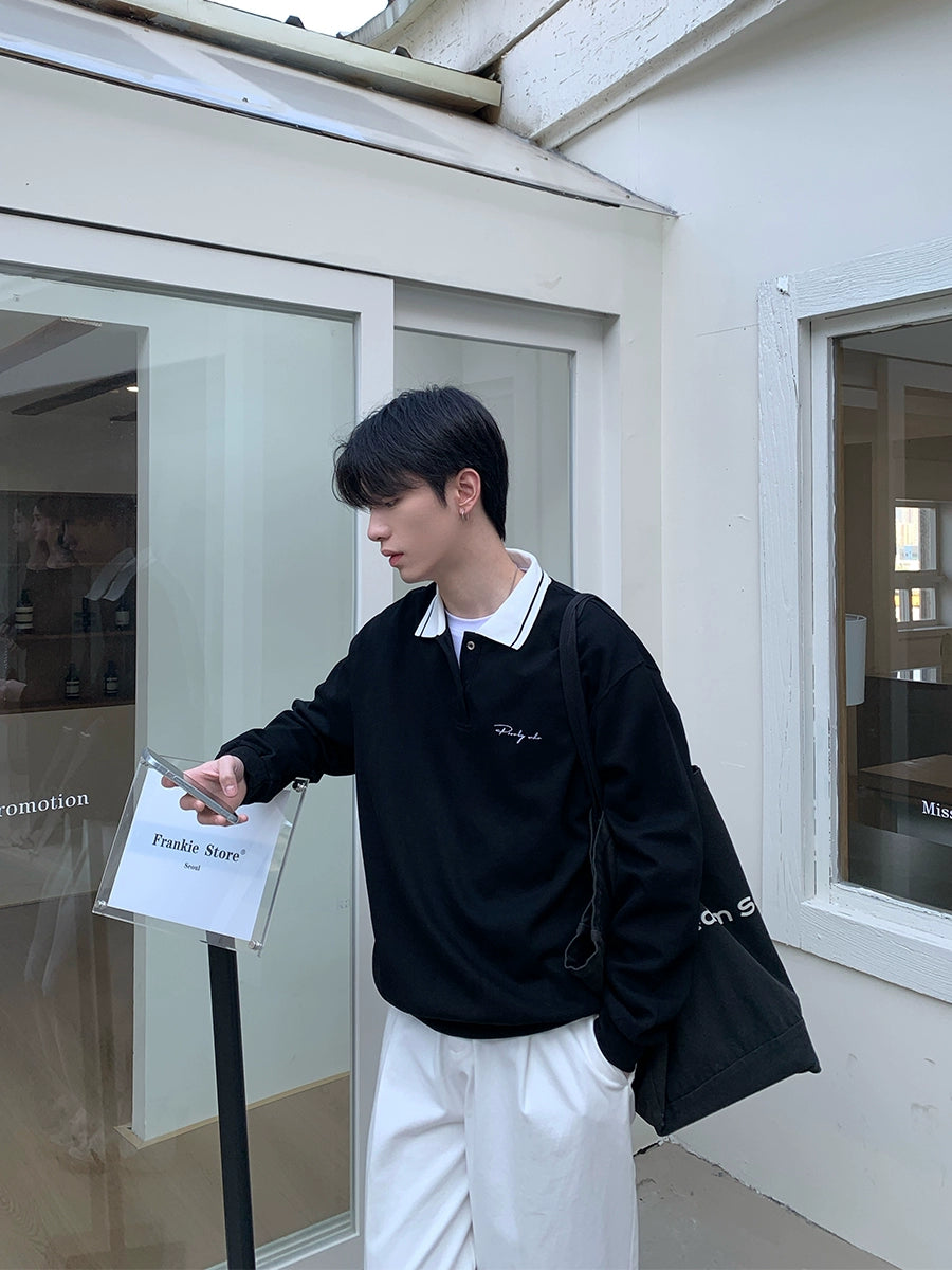 Lapel Long-Sleeve Sweatshirt