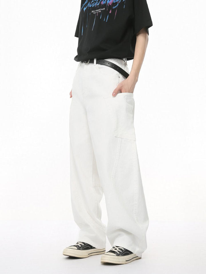 Weite Denim-Stichhose 