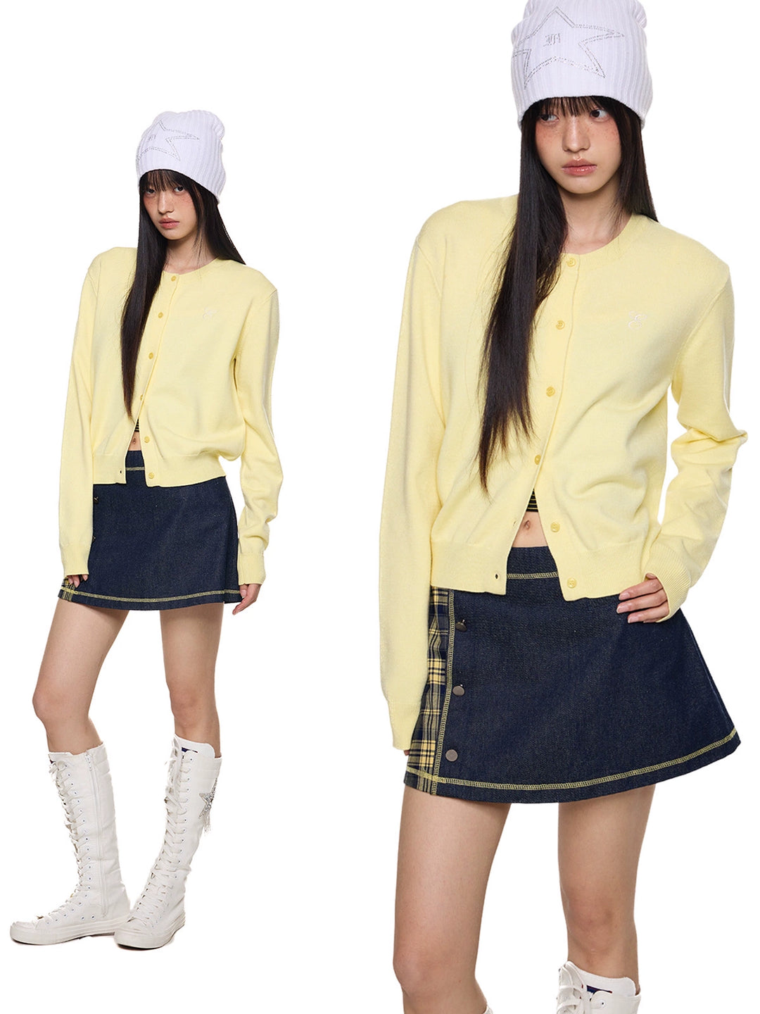 Bestickte Strick-Button-Up-Cardigan 