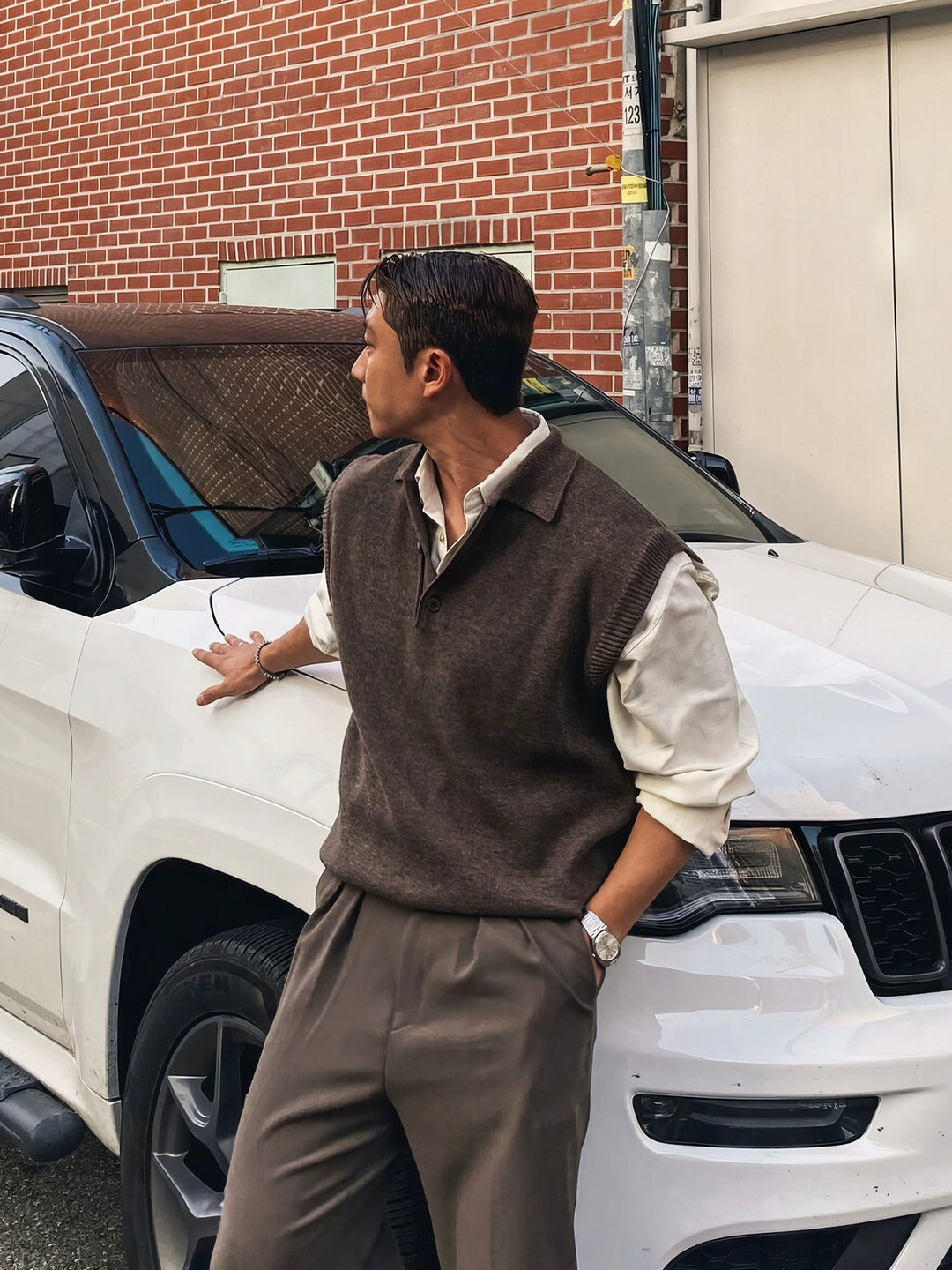 Polo Collar Knit Vest