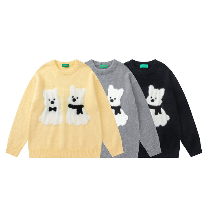 Plush Puppy Knit Round Neck Sweater