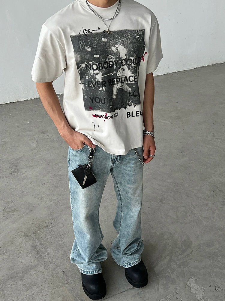 Grafikdruck Lockere Passform Kurzarm T-Shirt 