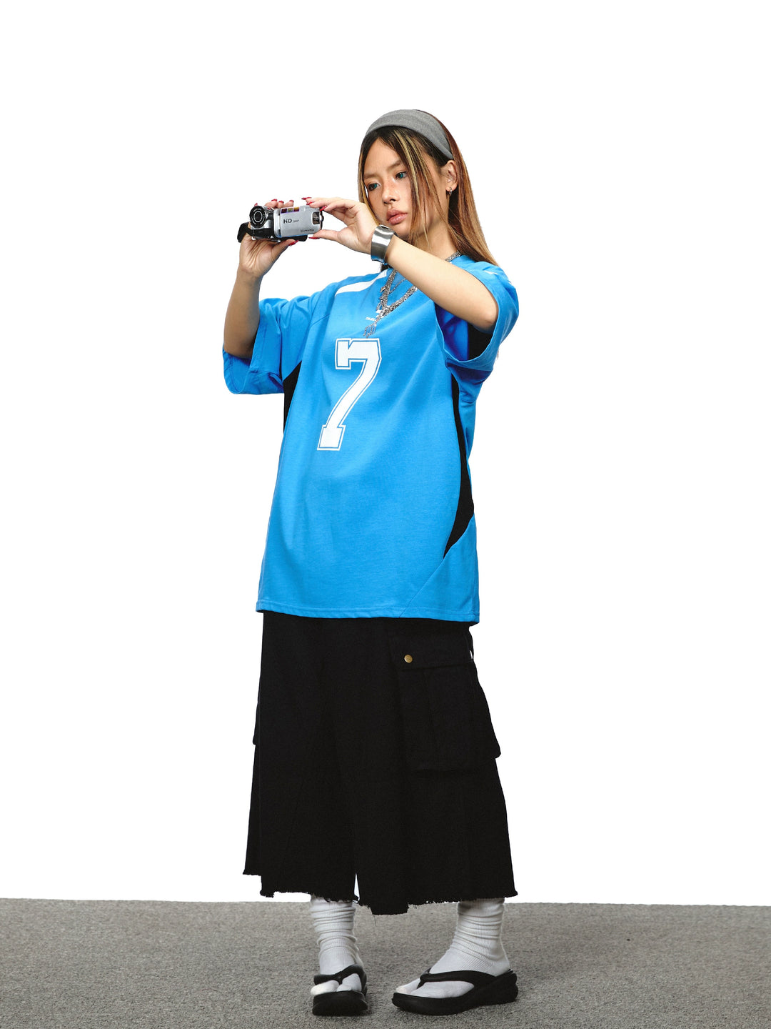 Oversized Sports Jersey Number Graphic T-Shirt