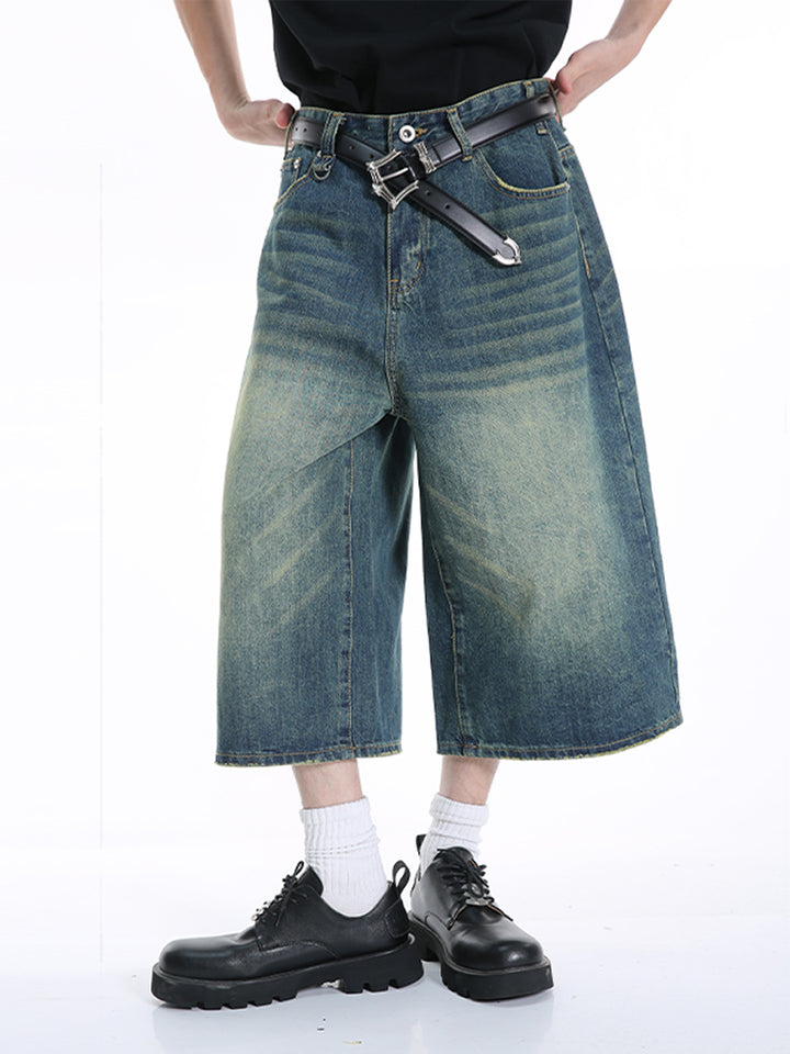 Weite Denim Culotte Shorts 
