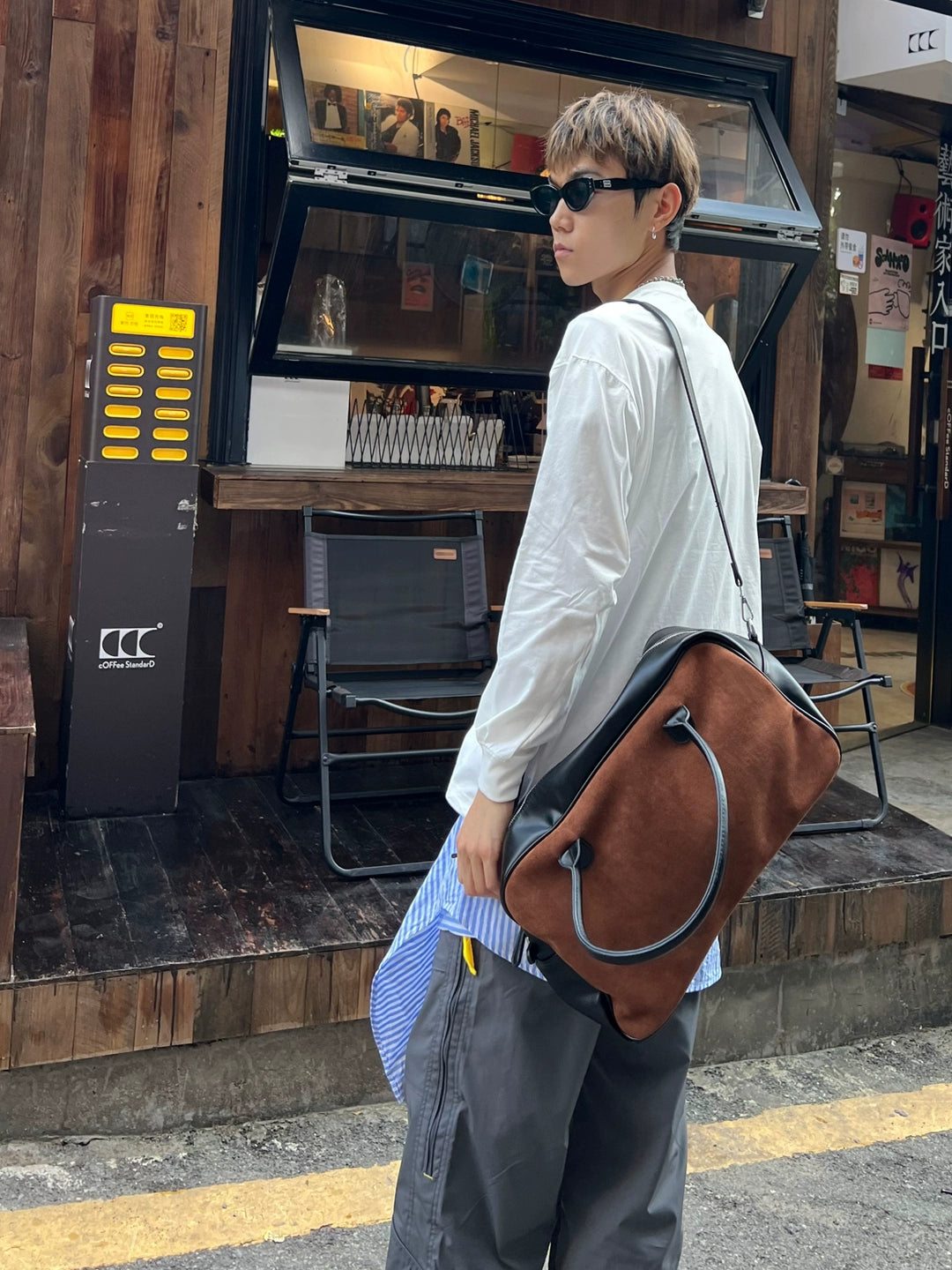 Retro Süet Motosiklet Çapraz Çanta 