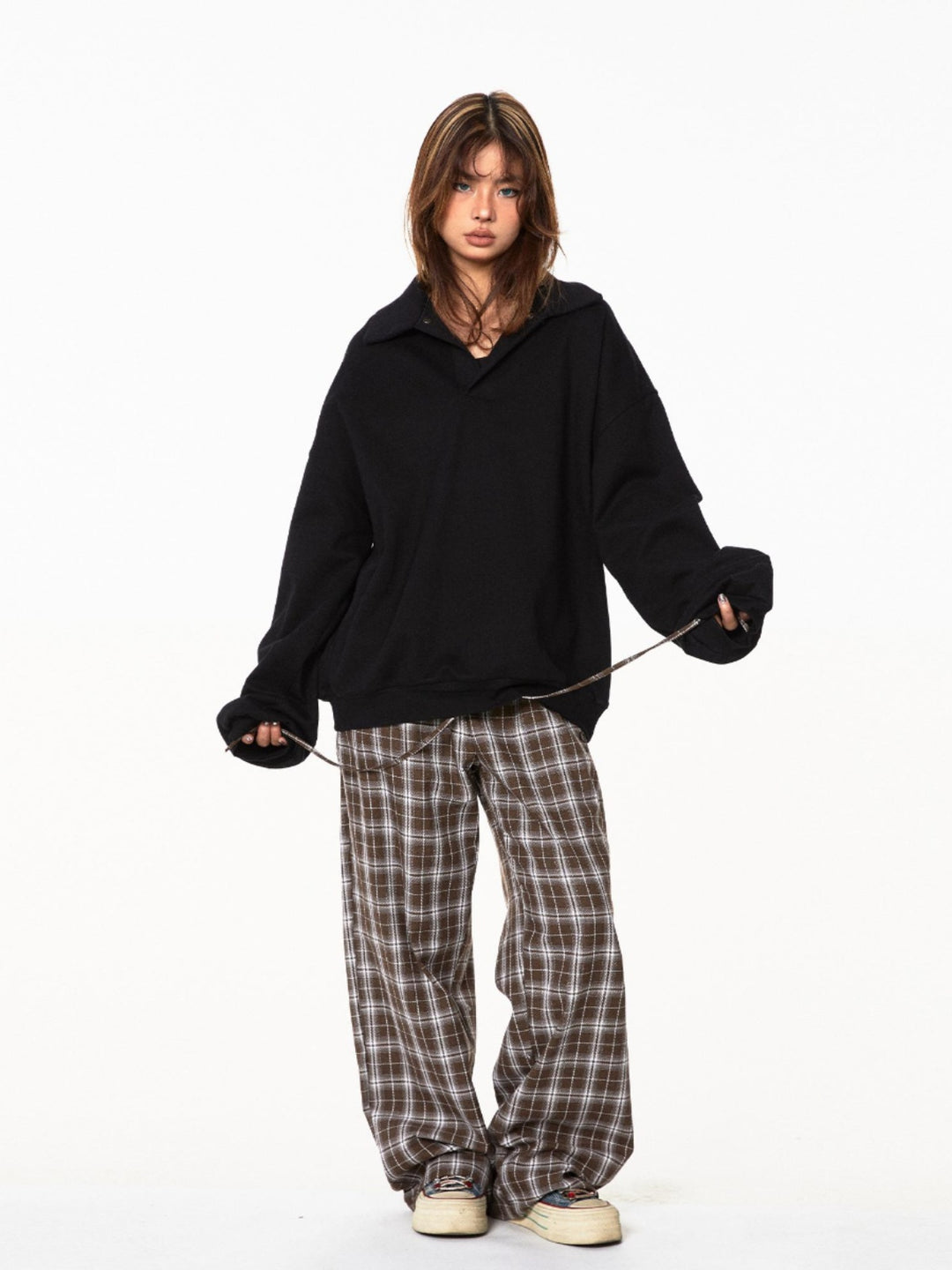 Retro Plaid Loose Fit Casual Pants