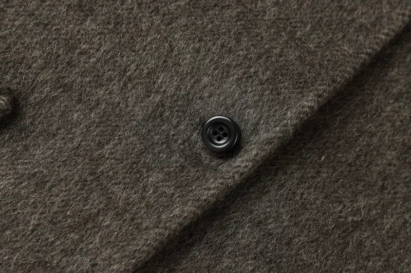 Μακρύ Παλτό από Μαλλί με Στενή Κολάρο, Χαλαρή Εφαρμογή 