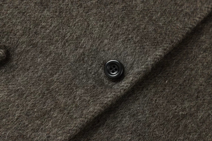 Μακρύ Παλτό από Μαλλί με Στενή Κολάρο, Χαλαρή Εφαρμογή 